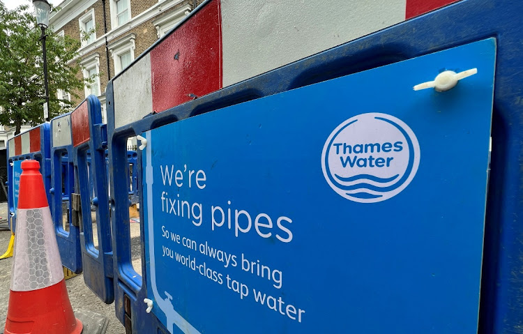 Signage is seen for British utility company Thames Water at a repair site in London, Britain, on June 28 2023. Picture: REUTERS/TOBY MELVILLE