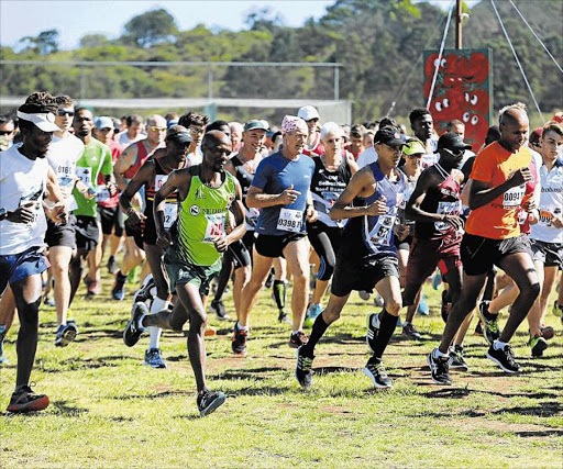 HOTFOOTING IT: Runners at the start of the 15km Tomato Trot race which took place at Lilyfontein School earlier this year Picture: ALAN EASON