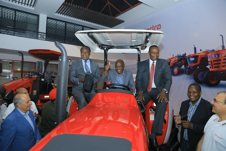 Agriculture Principal Secretary Paul Ronoh during the launch of Mahindra tractors in partnership with Simba Colt Aspire Ltd ON February 17, 2024.