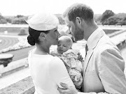 Prince Harry and Meghan, Duchess of Sussex, pose with their son, Archie Mountbatten-Windsor, on the day of his christening, July 6 2019, at Windsor Castle, United Kingdom. 