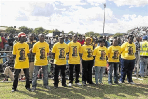 WE'RE NOT RESPONSIBLE: ANC Youth League members wearing T-shirts with the face of Deputy President Kgalema Motlanthe as their preferred candidate. Photo: Robert Chabalala