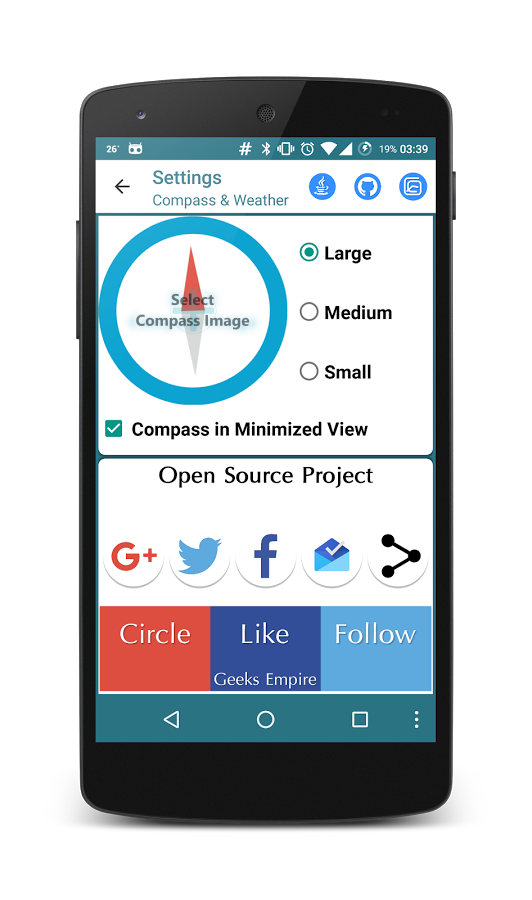 Android application Compass HD+ screenshort
