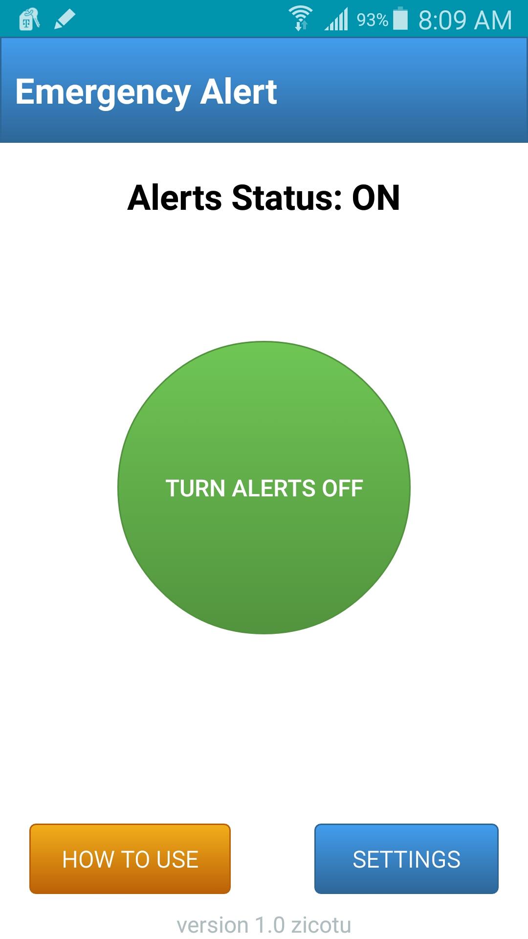 Android application Emergency Alert Light screenshort