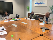Cogta committee chair Faith Muthambi, MP Gcinikhaya Mpumza and Bakwena ba Morare Traditional Council leader Kgosi Godfrey Gasebone during a meeting on Wednesday.