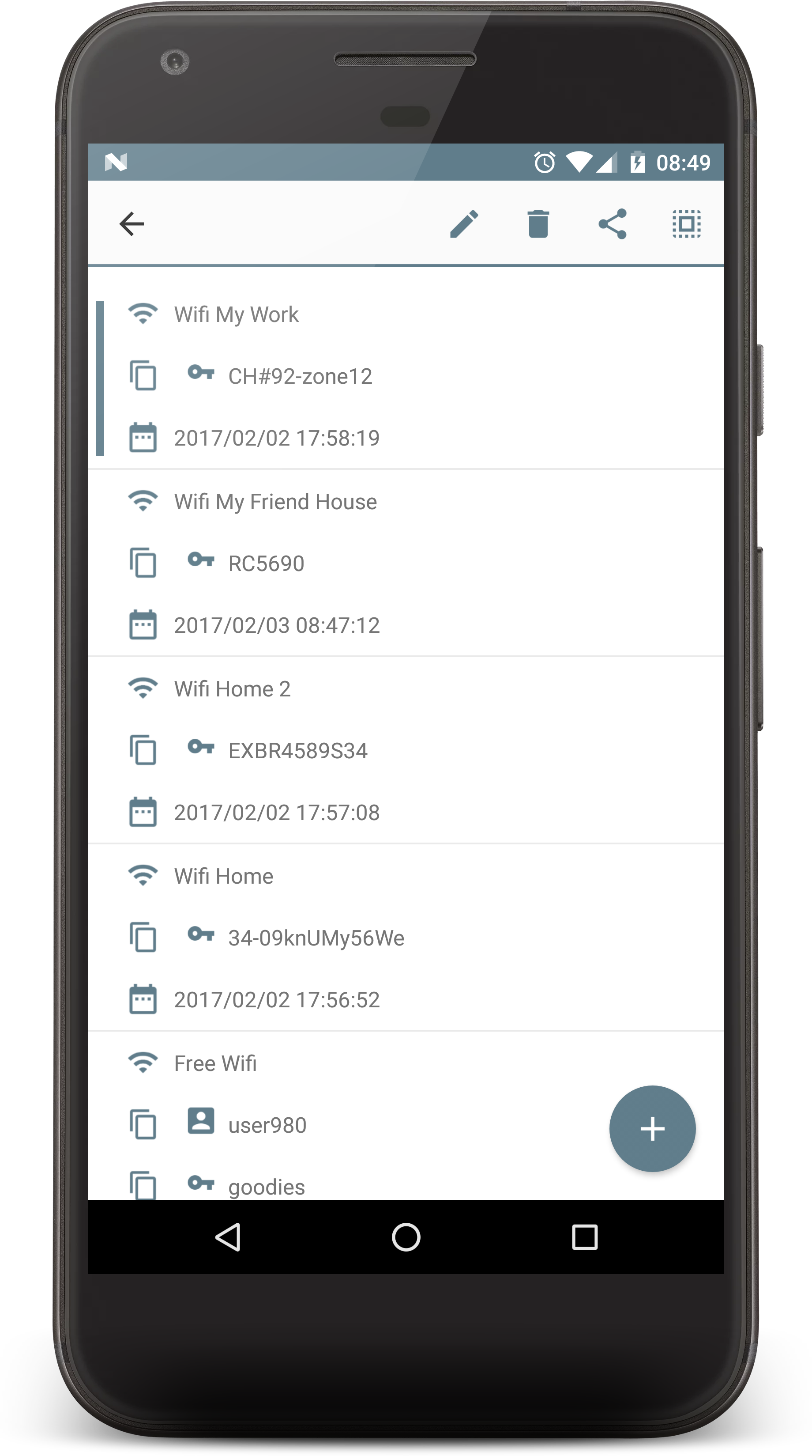 Android application WIFI PASSWORD MANAGER screenshort