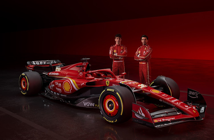 Charles Leclerc and Carlos Sainz with the new Ferrari SF24. Picture: SUPPLIED
