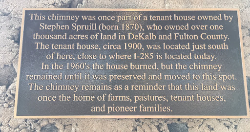 This chimney was once part of a tenant house owned by Stephen Spruill (born 1870) who owned over one thousand acres of land in DeKalb and Fulton County. The tenant house, circa 1900, was located...
