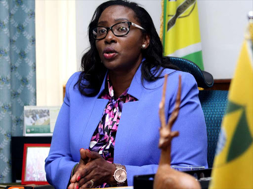 Nairobi Speaker Beatrice Elachi addresses the media in her office after the nomination of lawyer Miguna Miguna to the Deputy Governor post, May 17, 2018. /EZEKIEL AMING'A
