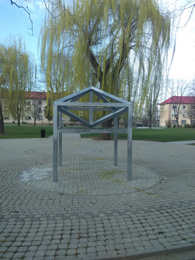 Metal Cube In Park