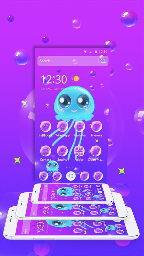 Cute Aquarium Jellyfish Kawaii Bubble Theme — приложение на Android