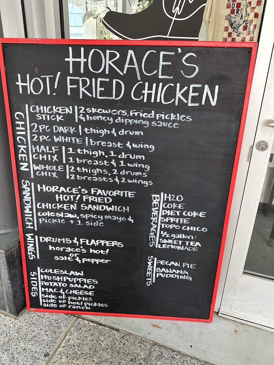 Horace's Hot Fried Chicken gluten-free menu