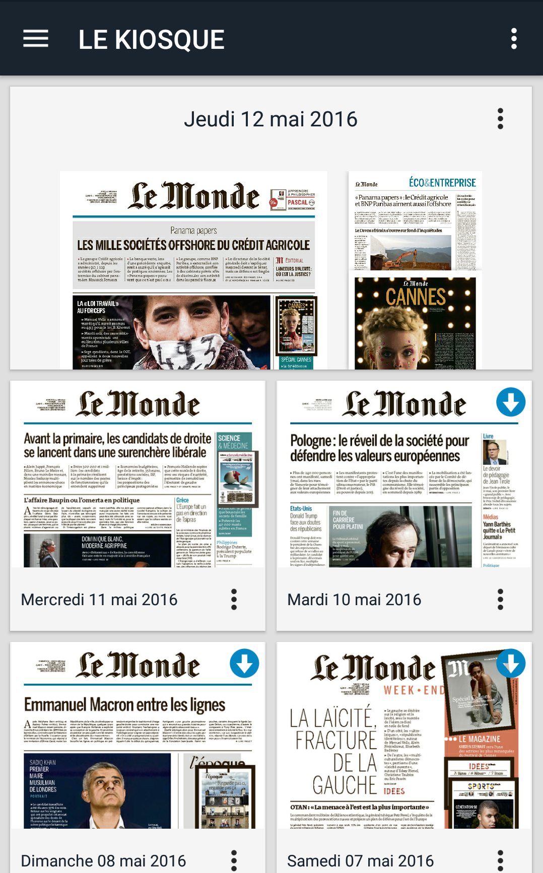 Android application Journal Le Monde screenshort