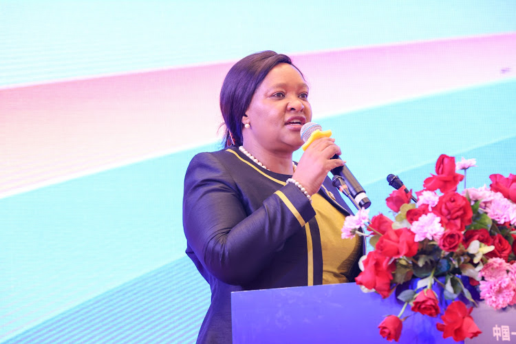Investments, Trade and Industry CS Rebecca Miano speaks during the China-Africa Economic and Trade Expo (CAETE) in Nairobi, on May 9/ HANDOUT