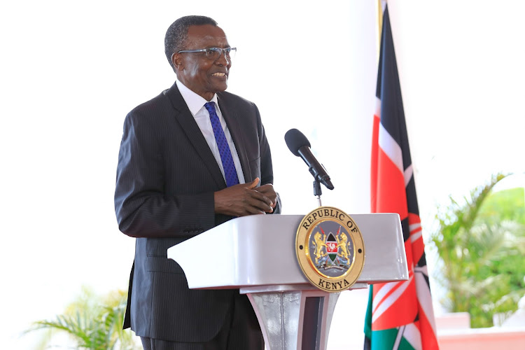 Former Chief Justice and chair of the National Taskforce on Police Reforms speaks after submitting the final report of the team to President William Ruto at State House, Nairobi on Thursday, November 16, 2023.