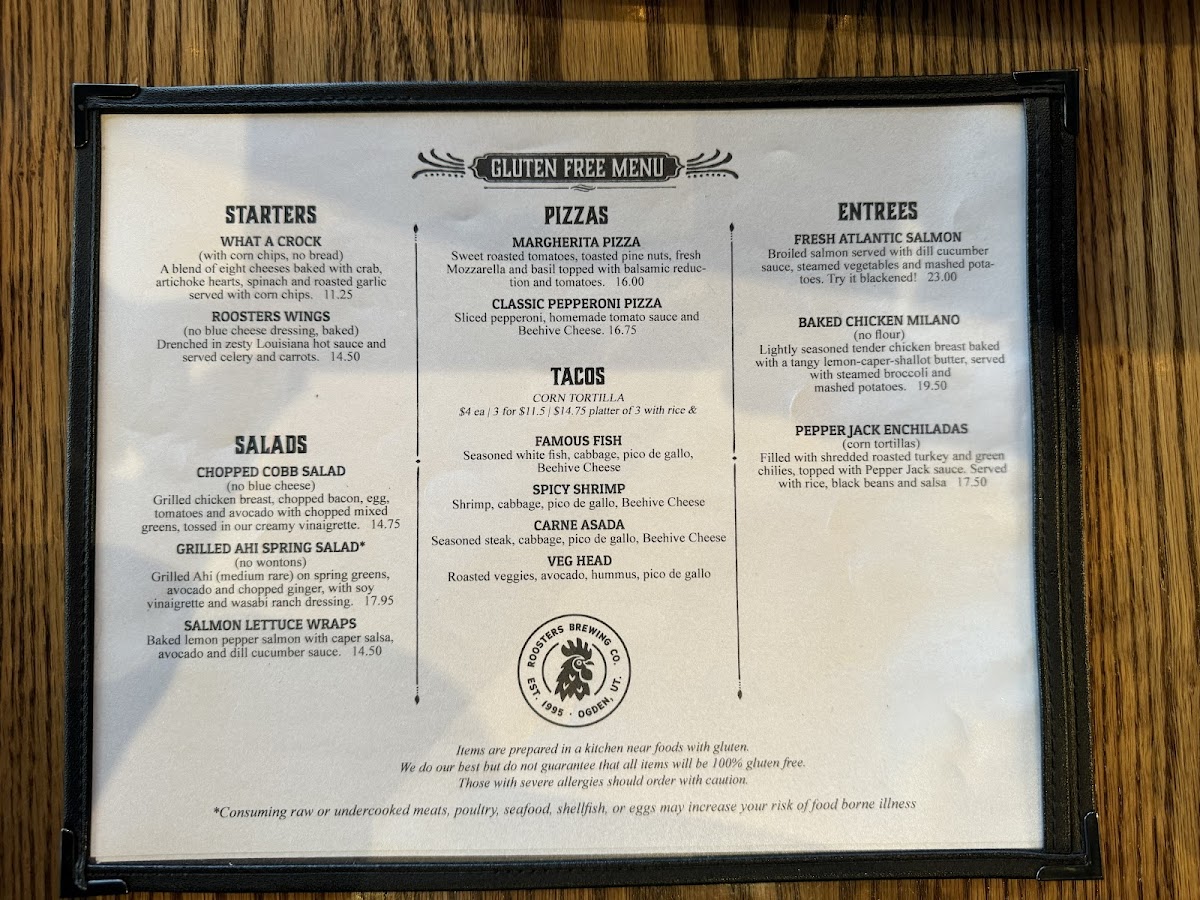 Gluten-Free at Roosters Brewing Company & Restaurant