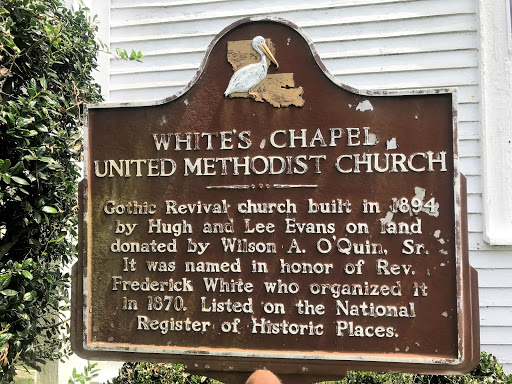 Gothic Revival church built in 1894 by Hugh and Lee Evans on land donated by Wilson A. O'Quin, Sr. It was named in honor of Rev. Frederick White who organized it in 1870. Listed on the National...