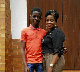 Parktown Boys' High School pupil Enock with his mother, Anto Mpianzi.