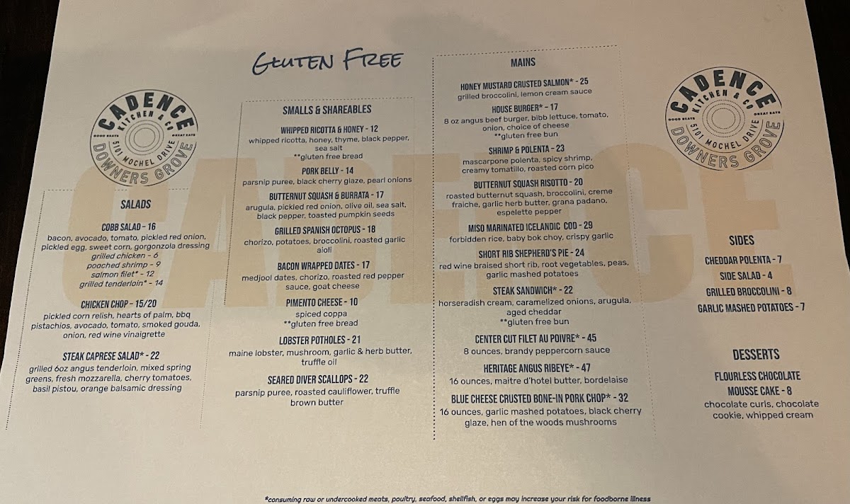 Jan 2023 GF menu