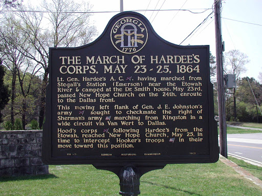 Lt. Gen. Hardee´s A.C. [CSA], having marched from Stegall´s Station (Emerson) near the Etowah River & camped at the Dr. Smith house, May 23d, passed New Hope Church on the 24th, enroute to the...