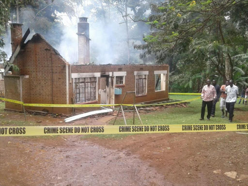 Maseno University school of health offices which got burnt on Saturday, September 23. /MAURICE ALAL