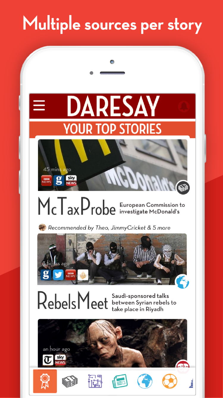Android application Daresay - Your News Cheatsheet screenshort