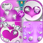 Diamond Hearts Zipper Lock Apk