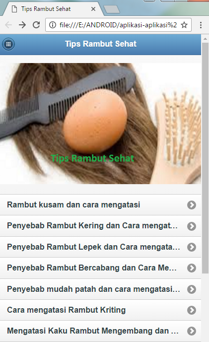 Android application Tips Rambut Sehat screenshort