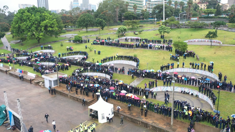 Private security guards at Uhuru park on March 30, 2024.