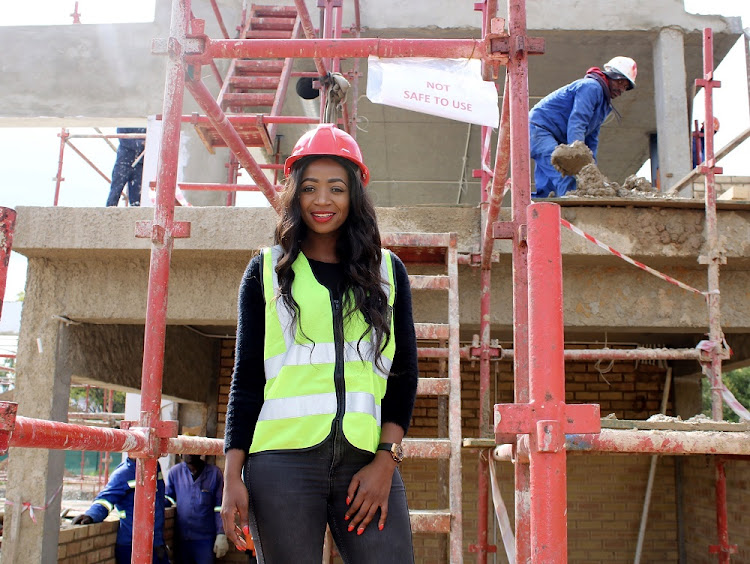 Nomthandazo Mabanga at the construction site.