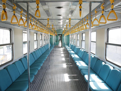 The interior view of a train that plies the Syokimau route. Photo/CHARLES KIMANI
