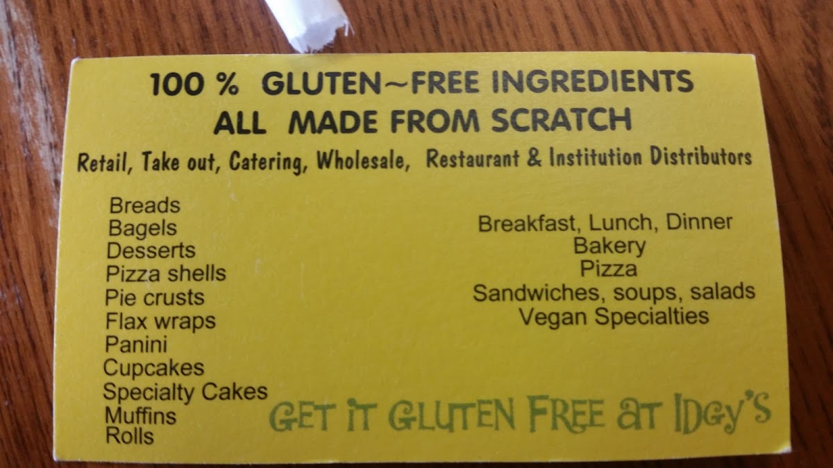 Gluten-Free at Idgy's