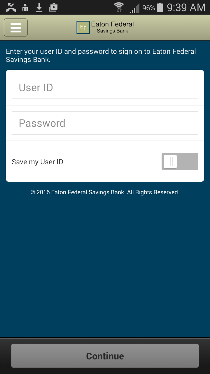 Android application Eaton Federal Savings Bank screenshort