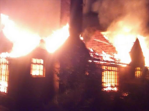 A fire destroyed Kanu secretary general Nick Salat's Kericho home on Thursday, December 16, 2016. /COURTESY