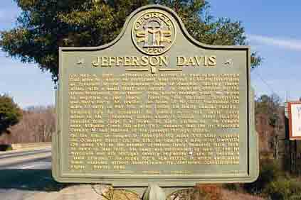 On May 4, 1865, Jefferson Davis arrived in Washington, Georgia (102 miles N), where he performed what proved to be his last duties as President of the Confederate States of America. Shortly...