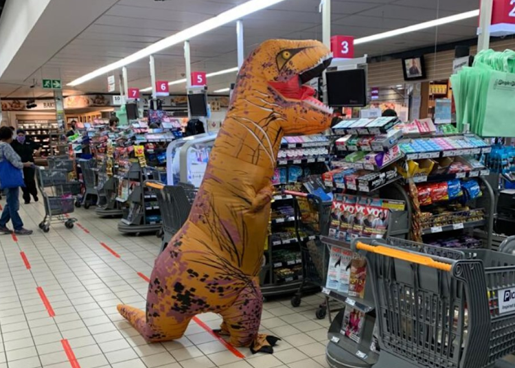 Customers say the T-rex made shopping fun.