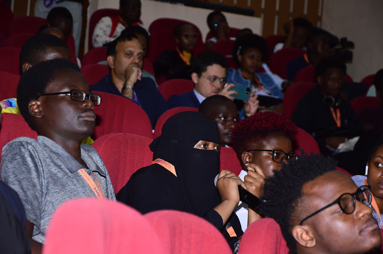 University students indulging in a Q&A session during the AMLD Africa, AI and Machine Learning (ML) conference held at USIU in Nairobi on February 27, 2024