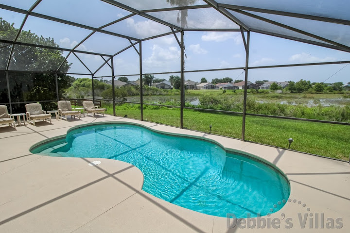 Lake view from the private pool at this Rolling Hills villa in Kissimmee