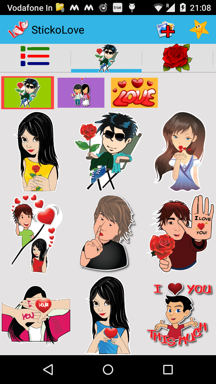 Android application Love Stickers For Whatsapp as WAStickerApps screenshort