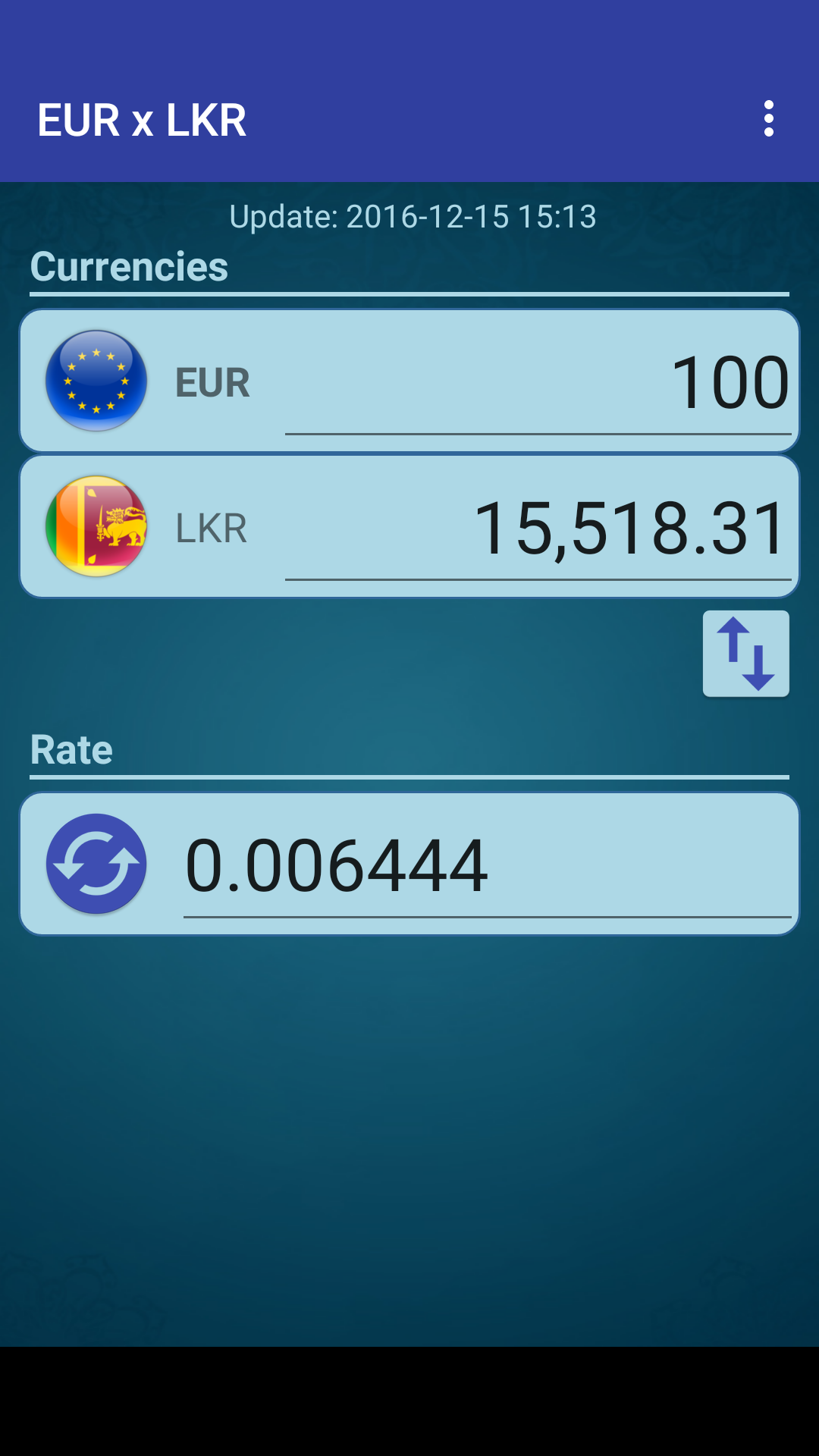 Android application Euro x Sri Lanka Rupee screenshort