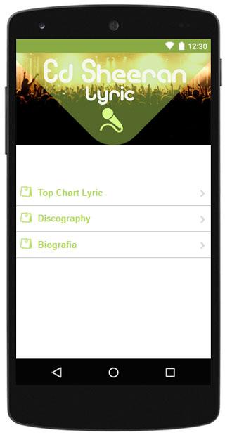 Android application Ed Sheeran music lyric screenshort