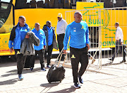 Mamelodi Sundowns coach Pitso Mosimane arrives at the stadium. 