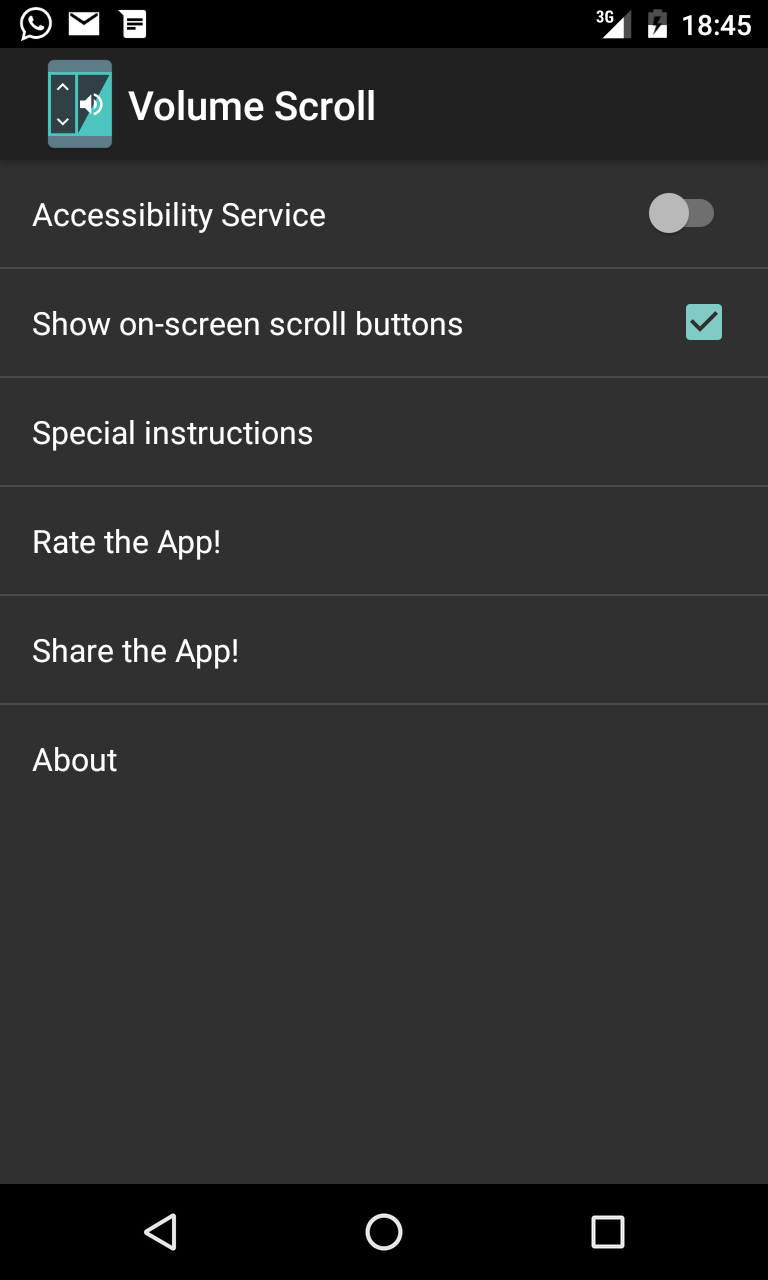 Android application Volume Scroll [NO ROOT] screenshort