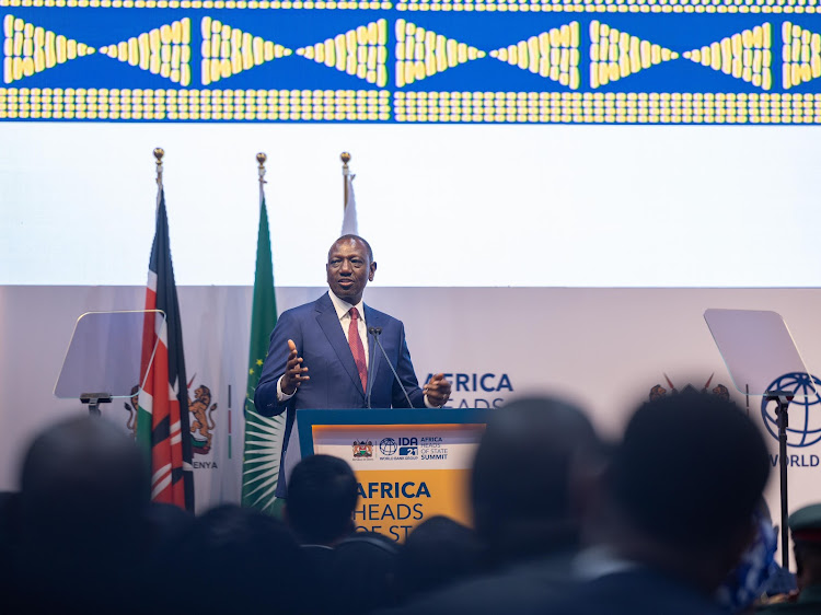 President William Ruto speaks during the opening session of the International Development Association (IDA21) summit in Nairobi, on April 29, 2024.