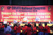 Members of Cosatu singing ahead of the federation's 13th National Congress at Gallagher Estate in Midrand on September 17 2018.
