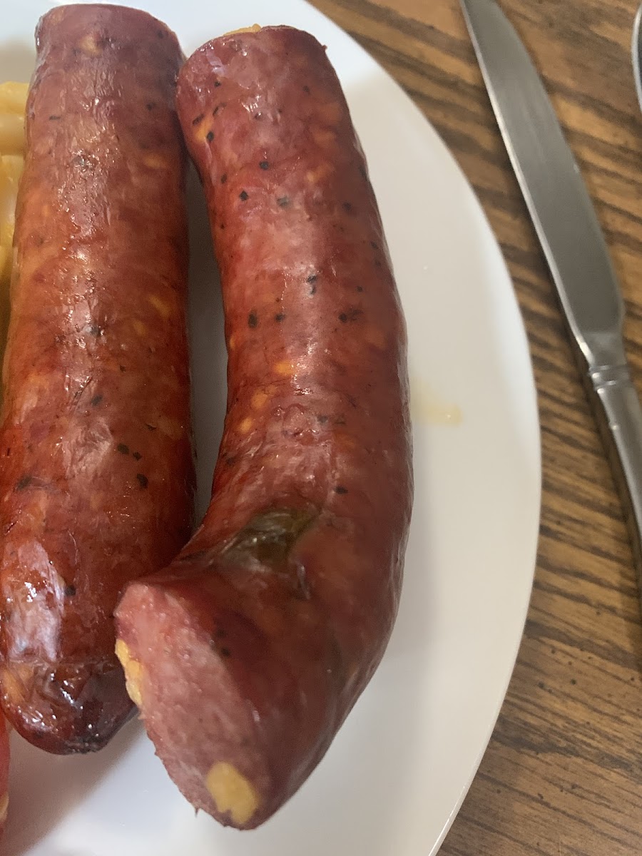 Sausage (bought at Buc-ees and cooked elsewhere)