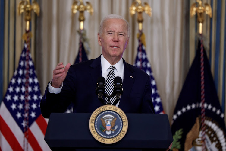 US President Joe Biden gives a speech in the White House, Washington, the US, January 22 2024. Picture: EVELYN HOCKSTEIN/REUTERS