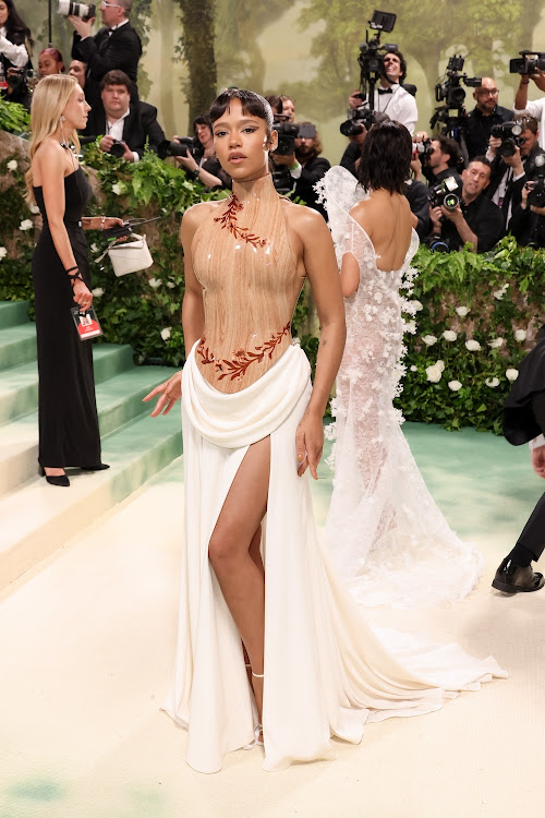 Taylor Russell attended the 2024 Met Gala in New York last night.