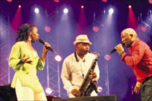 ROCKING TRIO: Oletta Adams, Kirk Whalum and Jonathan Butler brought the house down at the Macufe fetstival in Bloemfontein on Saturday. 11/10/2008. © Sowetan.