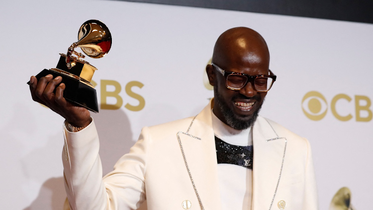 Black Coffee poses with his Grammy for dance/electronic album at the 64th Annual Grammy Awards at the MGM Grand Garden Arena in Las Vegas, the US, on April 3 2022. Picture: REUTERS/STEVE MARCUS