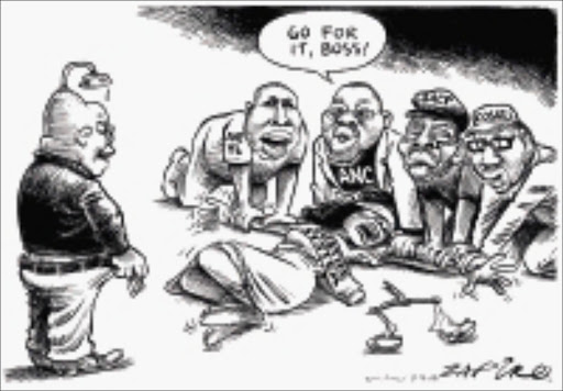 FURORE:Zapiro's cartoon that was published on Sunday. © Sunday Times.